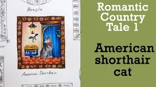 #Coloring in 'Romantic Country' by Eriy. American Shorthair CAT #adultcoloring #romanticcountry