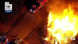 Large fire engulfs building in East Cleveland