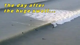 Surfing Pumping Widemouth Bay. Cornwall UK.