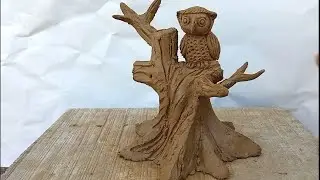 How to make an owl sitting on trunk | Clay modeling | Ullu kaise banate hain