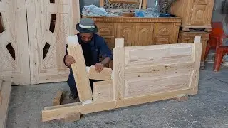 Masterful Craftsmanship Creation and Installation of a Solid Wood Door by a Skilled Carpenter
