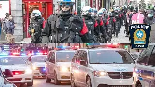 Montr&eacute;al | Police Riot Squad Deploy to Protest With Officers on Foot, Bikes, Horseback and in Cars
