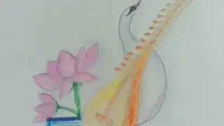 Vasant Panchami Drawing stretch #art #tutorial video#easy drawing #the CRAFT & ART Corner 🎨🌸#viral