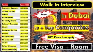 Walk In Interview In Dubai With Free Visa From Top Companies | No Charges & 10th Pass Can Apply