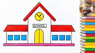 How to draw a School building drawing (step by step)very easy #sojibdrawingbook 