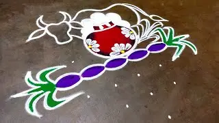 Maatu pongal kolam New|sankranti 2026 basavanna muggulu|pongal maadu kolam| super Amazing rangoli