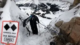 EXTREME SKIING Arapahoe Basin EAST WALL!! (2nd Notch & Steep Gullies!)