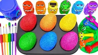 Satisfying Video 💖 Making Rainbow Sprunki Clay & Mixing Color 6 Slime Labubu EGGS Form Candy ASMR