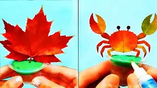 Handmade Leaf Crab Painting 🦀 | Easy Autumn Nature Craft Idea With Leaves