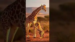 baby 🐆cheeta huting baby giraffe 🦒 #ai #aiworld #hunting #animal #Hungary