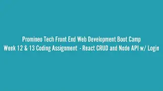 Promineo Week 12 and 13 - CRUD App & Log In