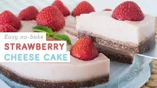 Vegan strawberry cheese cake  - easy and no-bake