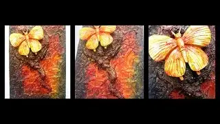 Mixed Media Textured Butterfly Background with gel medium