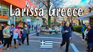 Larissa Greece, silent walking tour 4k, Greece 2024