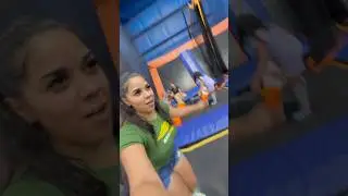 Mom tries to popcorn adopted daughter at trampoline park #shorts