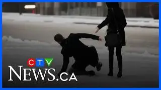 Severe icy storm warning for the GTA causing slippery conditions for commuters