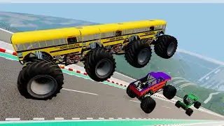 Epic High Speed monster trucks jumps stunts & crashes #002 | BeamNG Drive