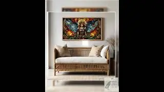 Victorian Stained Glass Angel Frame TV Art, Colorful Stained Glass TV Art Decor, Detailed Angelic...