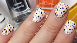 Easy Halloween Nail | Colorful Dots Nail Art | Simple Nail Tutorial for you TO TRY at HOME