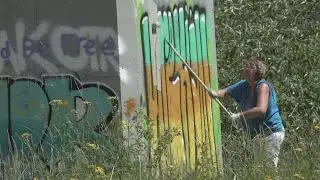 Volunteers clean up graffiti in downtown Spokane
