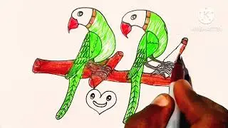 HOW TO DROW EASY PENCIL STICK 11 LETTER FROM A TO PARROT 🦜 PANTING ll EASY STEP BY STEP PARROT 🦜BIRD