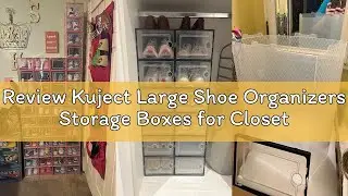 Review Kuject Large Shoe Organizers Storage Boxes for Closet, 12 Pack Clear Plastic Stackable Storag