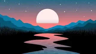 🌌 Moonlight River Scenery | Peaceful Night Nature | Relaxing Video | Ms paint drawing 💟 pictures 