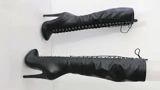 Sorbern Custom Burlesque Cute Round Toe Boots Knee High Lace Up High Arch Spike Heel