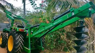 John Deere 5405 Tractor Pole Erection Machine #bajrangijaitpura #poleerectionmachine #augar