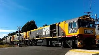 TasRail TR02 TR15 #46 Coal train crossing Arthur Street Perth
