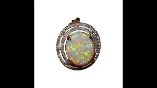 Crystal Opal and Diamond Pendant 14k Gold | FlashOpal