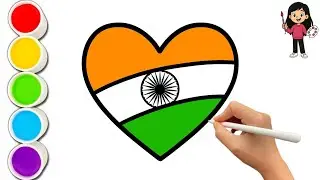 Independence Day Drawing Easy | Heart Flag Drawing | How To Draw Indian Flag | 15 August Drawing 