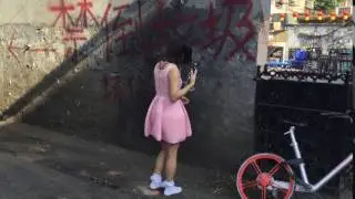 Vivi walking in white dirty socks  on the street PREVIEW