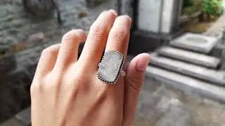 Sertifikat + Cincin Perak Permata Natural Impactite Tektite