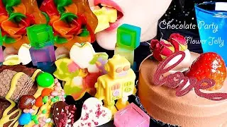 ASMR * HOMEMADE DESSERT * FROZEN ROSE JELLY, CHOCOLATE, CAKE MUKBANG 얼린젤리,초콜릿 먹방/Shorts Nunsaegi  쇼츠