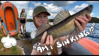 INFLATABLE BOAT WALLEYE FISHING adventure: Zander catch, clean & cook (beer batter)