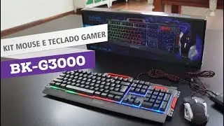 Kit Teclado e Mouse Gamer Exbom BK-G3000 com corpo de metal e LED colorido