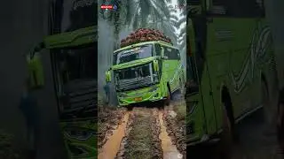 Bus Stuck in Mud with Heavy Load &ndash; Full Power Escape!