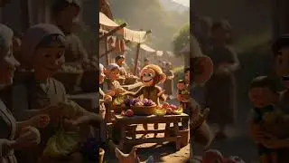 poor monkey happily eat night after a hard day's work😇😊#youtubeshorts #3danimation#viralvideo#shorts