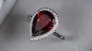 red diamond engagement ring, red diamond teardrop ring, red pear cut diamond ring