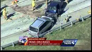Car, van collide head-on in Allegheny Township