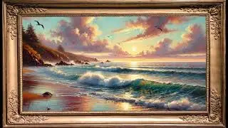 Ocean Painting Ambience | Gold Frame TV Art Screensaver | Relaxing Piano Music