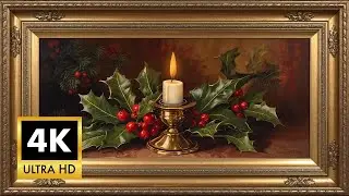 Candlelight & Holly [4K Framed TV Art] | Classic Christmas Ambience