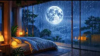 LIVE🔴Soft Piano,Rain Outside & Fireplace by the bed 🔥🌧️Deep Sleep & Relaxation