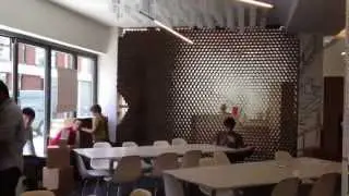 Cardboard tube wall at Fielden Clegg Bradley