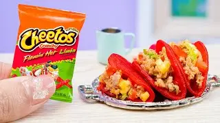 Tiny Crunch! ASMR Miniature Cooking Flamin' Hot Cheetos Tacos