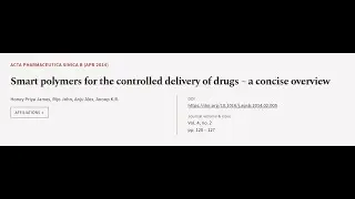 Smart polymers for the controlled delivery of drugs &ndash; a concise overview | RTCL.TV