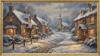 Animated Christmas Village Tree Square | Framed Art TV Wallpaper 4K | Oil Painting | 2 Hours