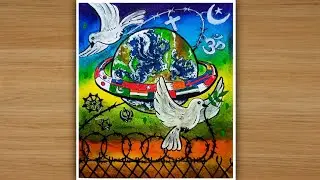 World peace day drawing|We are together drawing| Communal harmony drawing.