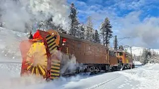 Dampfschneeschleuder Xrotd 6/6 9213 auf der Berninabahn &ndash; komplettes Schneeschleuderspektakel